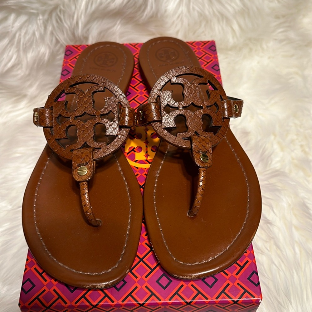 Tory Burch Miller Brown Glossy Snake Print